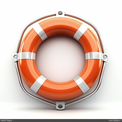 Isolated orange lifebuoy on white background