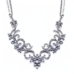 Isolated silver necklace on white background