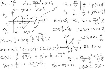 Mathematical, scientific formulas and expressions. Educational, vector illustration. Hand-drawn on a white background.	