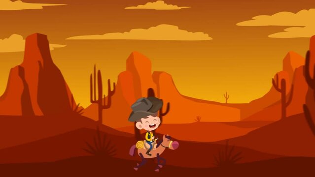 Cartoon Cowboy Scene 1 Background