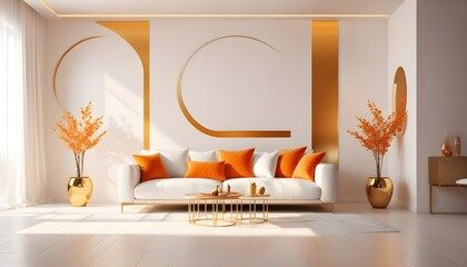 white and gold theme modern interior