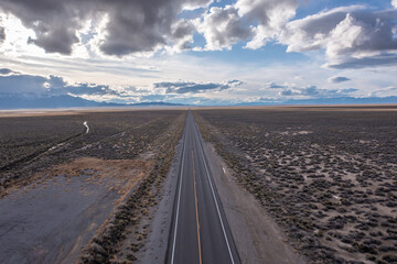 Fototapeta premium US 50 In Nevada, USA. Drone image. 