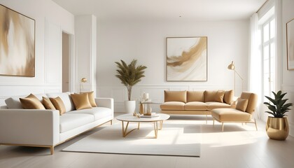 white and gold theme modern interior