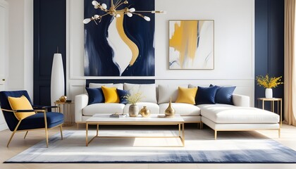 white and gold theme modern interior