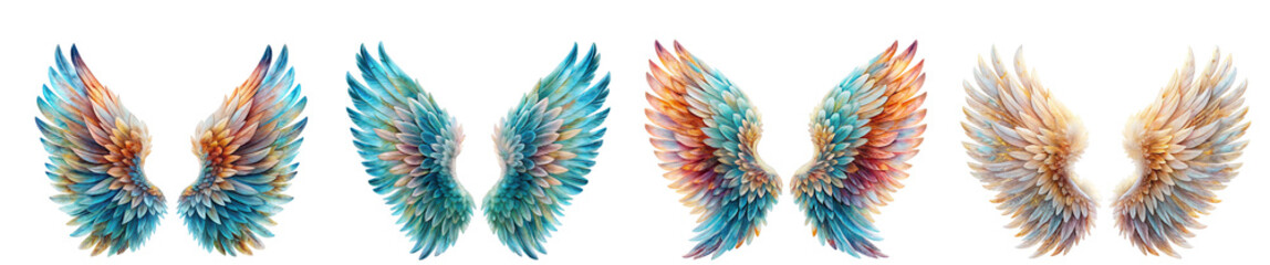 Obraz premium Collection of Mirage Angel Wings Illustrations in Ethereal Colors and Patterns
