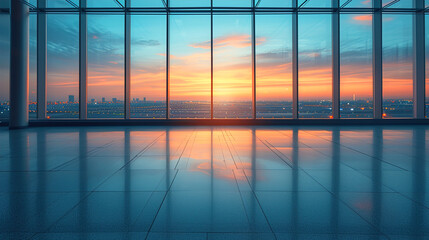 Fototapeta premium Modern empty terminal area and airport waiting room 