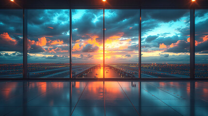 Fototapeta premium Modern empty terminal area and airport waiting room 