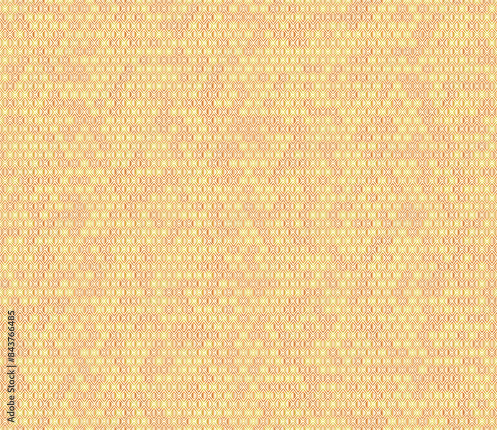 Poster Mosaic hexagon shapes background. Orange color tones gradients. Simple stacked hexagons pattern. Small hexagon geometric shapes. Seamless pattern. Tileable vector illustration.