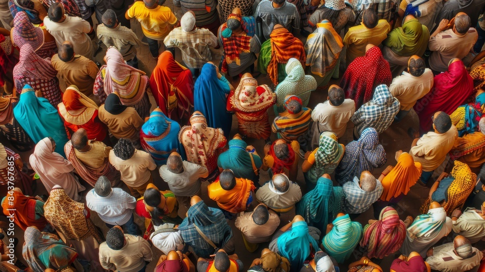 Wall mural Diverse people participating in a heritage festival,  celebrating the mosaic of human culture