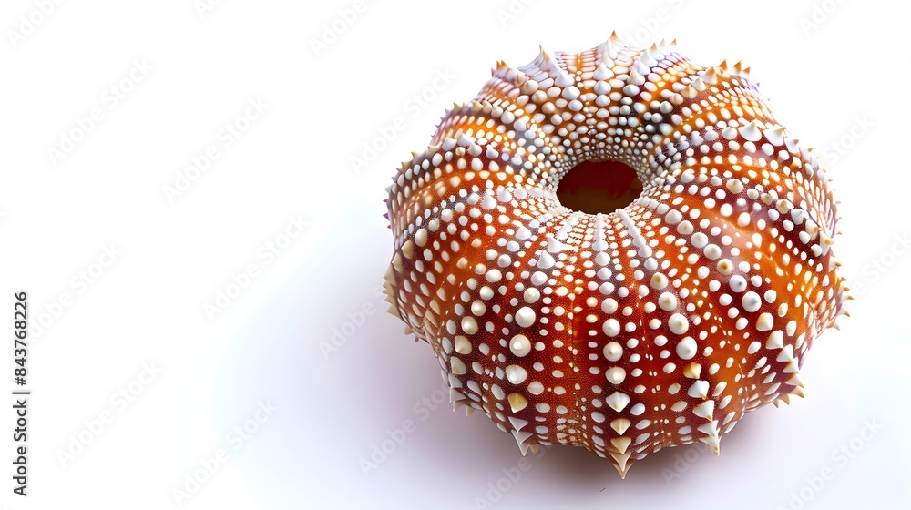 Poster intricate sea urchin shell with vibrant patterns and colors on white background