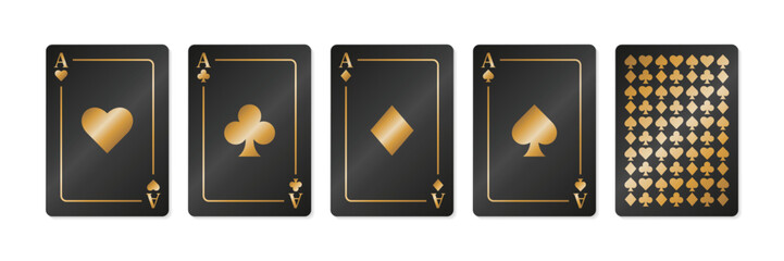 Set of black and gold playing cards. 
