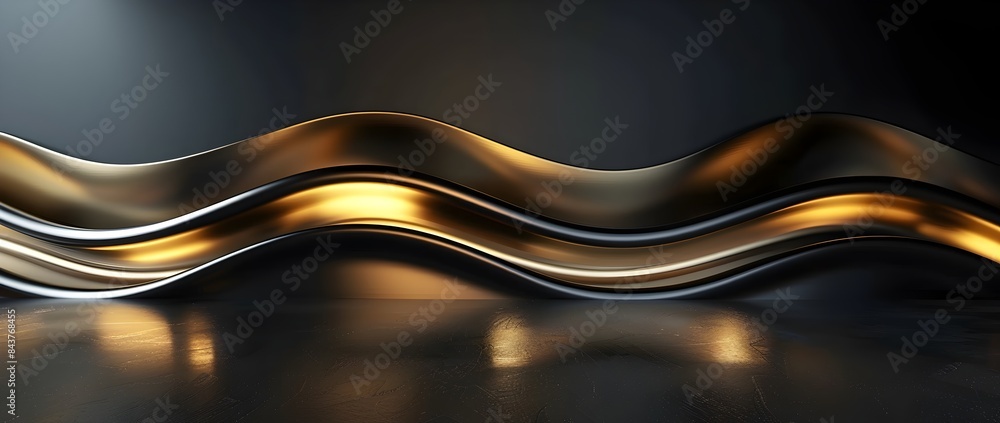 Wall mural Sleek and Sophisticated Black and Gold Abstract Background for Elegant Digital Displays and Futuristic Technology Concepts