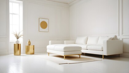 white and gold theme modern interior
