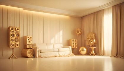 white and gold theme modern interior