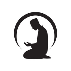Muslim Praying silhouette. praying symbol 
illustration
