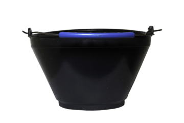 Balde de plástico con fondo transparente I Plastic bucket with transparent bottom.