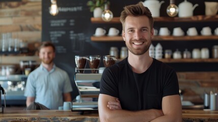 The smiling cafe barista