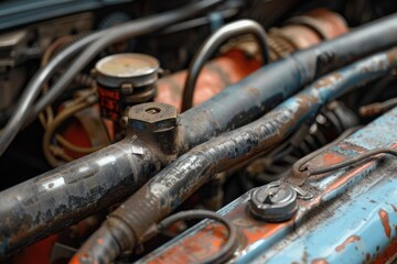 Close-Up View of Car's Cooling System Radiator Cap Removal for Maintenance