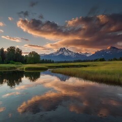 sunset over the lake