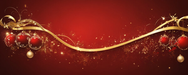 Festive red and gold christmas ornament background