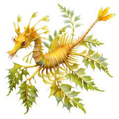 Obraz premium a leafy sea dragon. These fascinating marine creatures are known for their elaborate, leaf-like appendages that provide excellent camouflage among seaweed and kelp