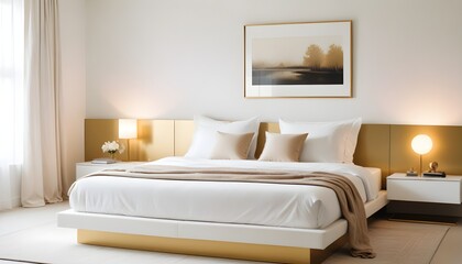 white and gold theme modern interior