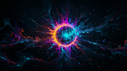 Explosive Neon Fractal Energy Burst