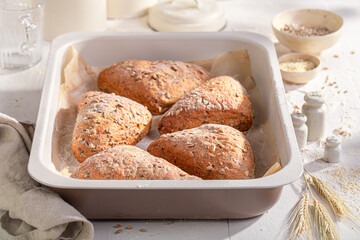 Hot and healthy triangular rolls for perfect and healthy breakfast.
