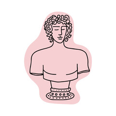 David statue bust linear style vector illustration