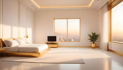 white and gold theme modern interior