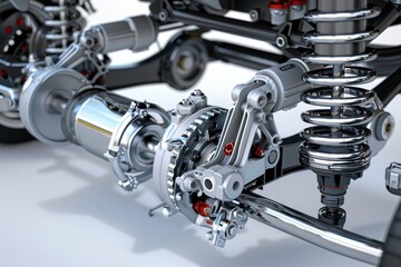 Close-Up of Car Suspension System Highlighting Mechanical Complexity and Importance of Maintenance