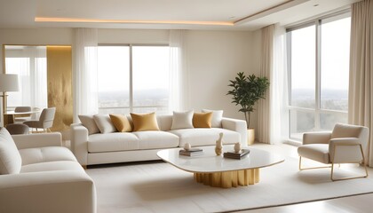 white and gold theme modern interior