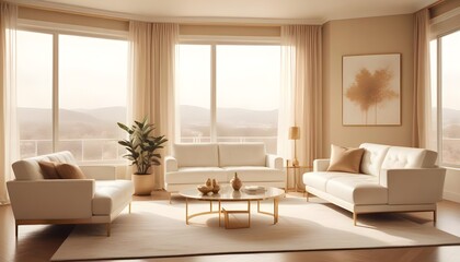 Fototapeta premium white and gold theme modern interior
