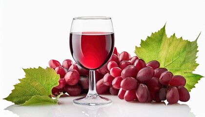  Red wine in a glass with a long stem isolated on white background.