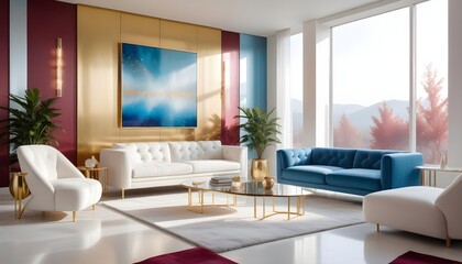 white and gold theme modern interior