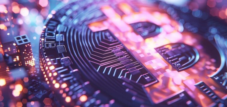 Abstract digital representation of cryptocurrency.