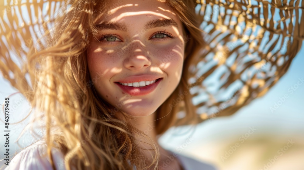 Poster The woman with straw hat