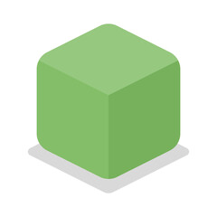 single isometric square bush with shadow. for landscape garden decoration. flat color illustration vector isolated on white background.