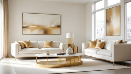 white and gold theme modern interior