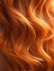 A detailed close-up of beautifully styled, wavy copper hair