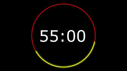 1 minute countdown timer animation with circle loop animation, 4k
