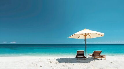 Fototapeta premium Peaceful Beach Retreat with Turquoise Waters and Serene Atmosphere