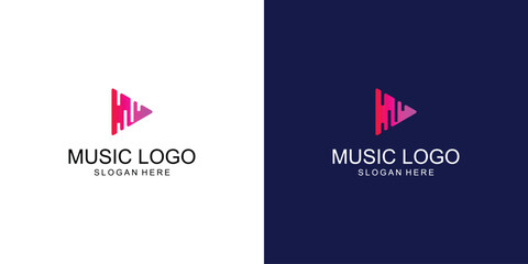 Creative music logo design with unique concept ,premium vector