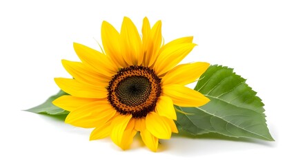 Obraz premium Vibrant Sunflower in Full Bloom with Detailed Petals and Center on White Background