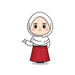 indonesian elementary school student cute hijab girl character