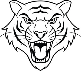 Fototapeta premium head of a tiger outline illustration isolated on white background eps 10