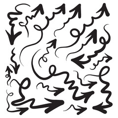 doodle design elements. hand drawn arrows isolated on white background. Vector illustration.