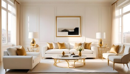 white and gold theme modern interior