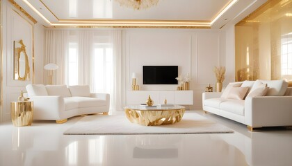 white and gold theme modern interior