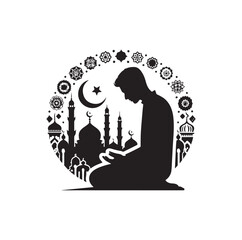 Muslim Praying silhouette. praying symbol 
illustration